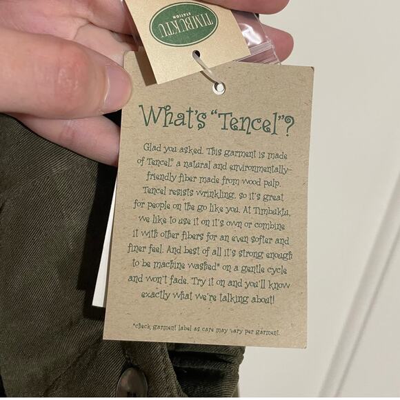 NWT TimBukTu Station 100% Tencel Olive Green Midi Skirt Size 2 Vintage Granola - Picture 12 of 14